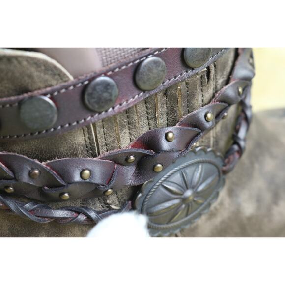 New Circle G by Corral Boots 7 Brown Leather Distressed Harness Studs Western - Picture 9 of 13